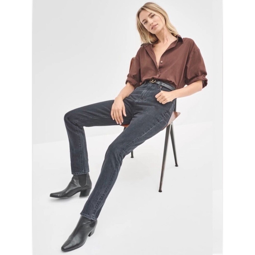 ARITZIA Denim Forum The Nina Super High Rise Cigarette Jeans 30L Black Gray 24